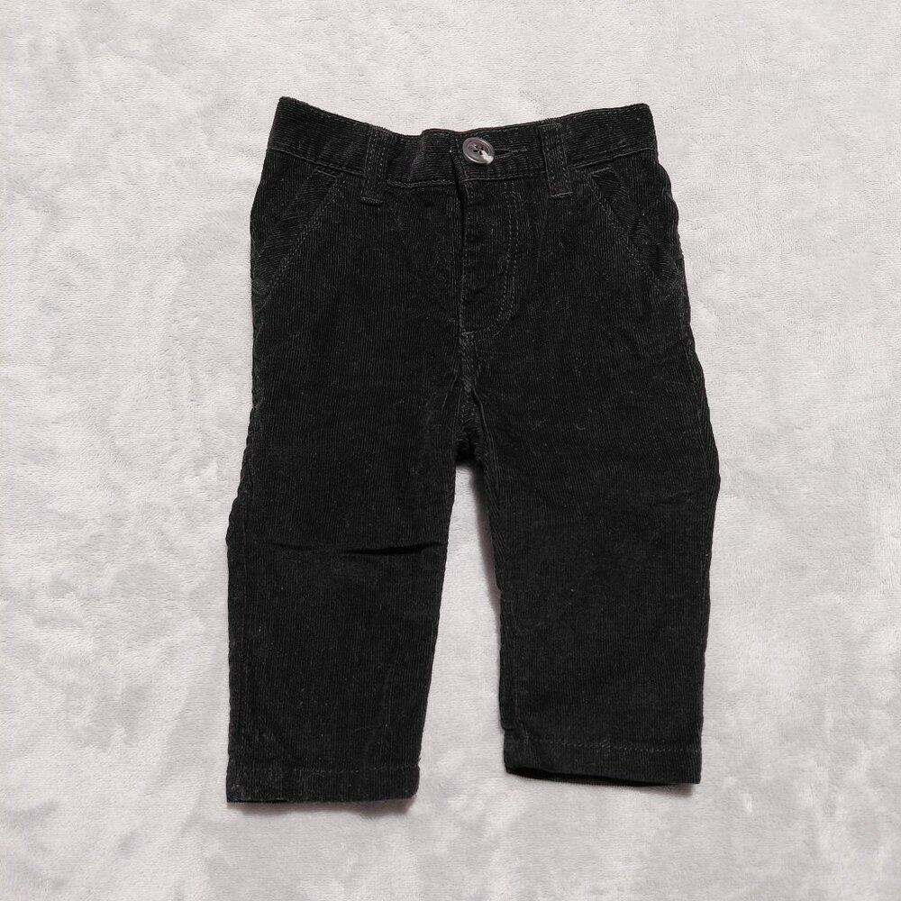6-12M Black Corduroy Pants Elastic Waist Pockets Old Navy